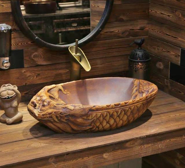 洗面ボール 陶器 手水鉢 ．手洗器 手洗い鉢 洗面器 蛇口 【公式通販】