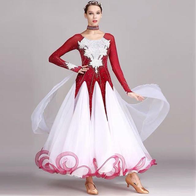 社交ダンス衣装 モダンダンス．ワルツ専用ドレス レッスン着 ルンバ サンバ 練習競技着デモ用 スタンダード発表会用演出服 S〜2XL