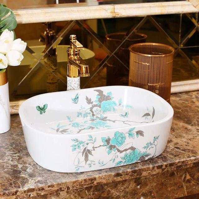 高級洗面台 洗面ボウルセット 洗面ボール 陶器 手水鉢 ．手洗器 手洗い鉢 洗面器 蛇口 排水金具付き