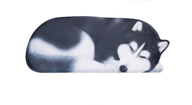 ハスキー柄☆ ラグマット リビング ．ハスキー玄関マット．カーペット．お風呂マット 50x125サイズ