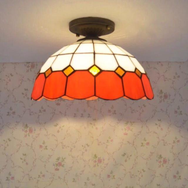 ステンドグラス．ペンダントライト豪華天井照明ステンドグラスランプ ガラス工芸品 電源直結タイプの通販は