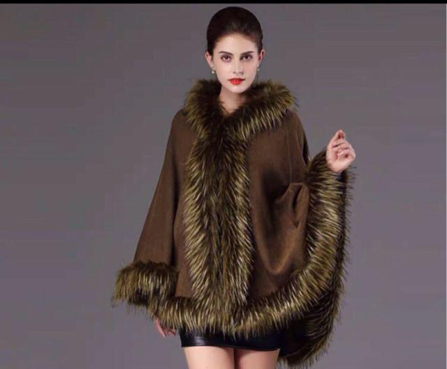 毛皮風ミンクケープ ．ファーショール ファーストール ポンチョ