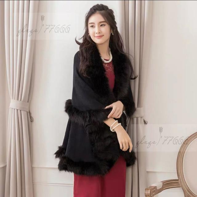 毛皮風ミンクケープ ファーショール ファーストール ポンチョ ボレロ ストール
