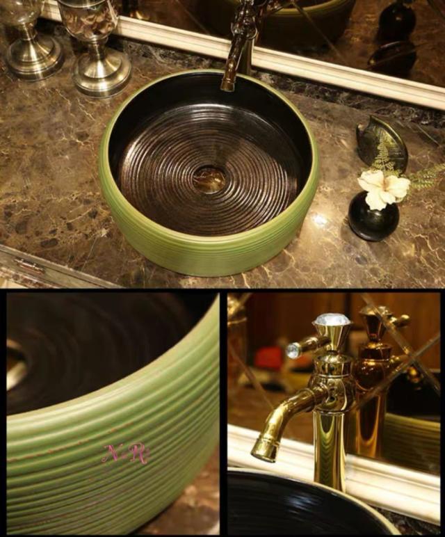 高級置き型洗面ボウルセット ．手洗い器 デザイン 陶磁器 手洗い鉢