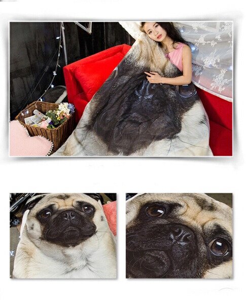 可愛い パグ毛布犬柄 ブランケット 防寒対策 ひざ掛け 夏かけ布団80x115の通販は