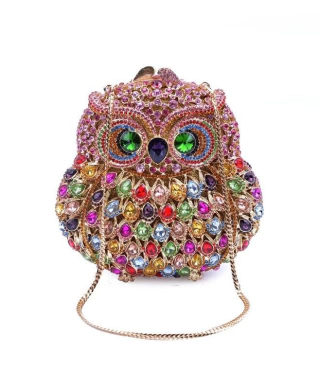 豪華パーティーバッグ キラキラ ストーンBAG クラッチバッグ レディース ラインストーンクラッチバッグ(ふくろう)．