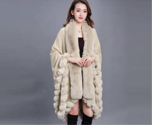 毛皮風ミンクケープ ．ファーショール ファーストール ポンチョ ボレロ