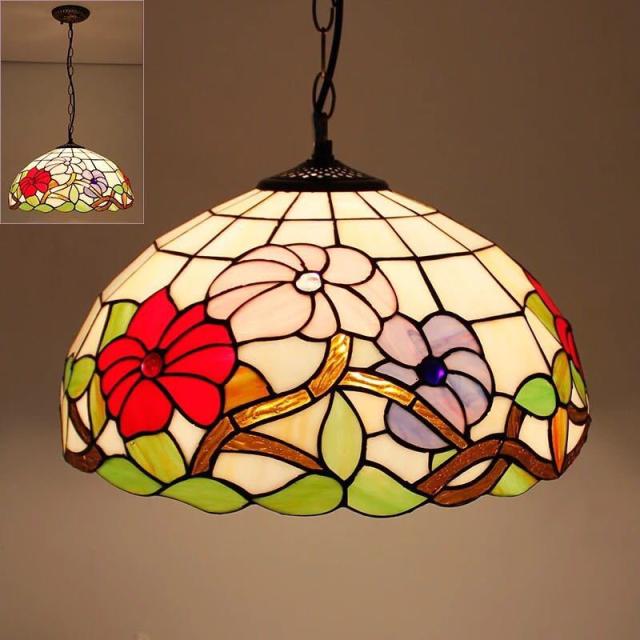 ステンドグラス ペンダントライト 豪華天井照明ステンドグラスランプ