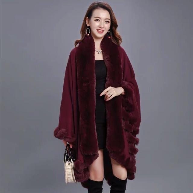 毛皮風ミンクケープ ．ファーショール ファーストール ポンチョ ．