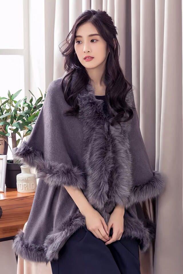 毛皮風ミンクケープ ．ファーショール ファーストール ポンチョ ボレロ