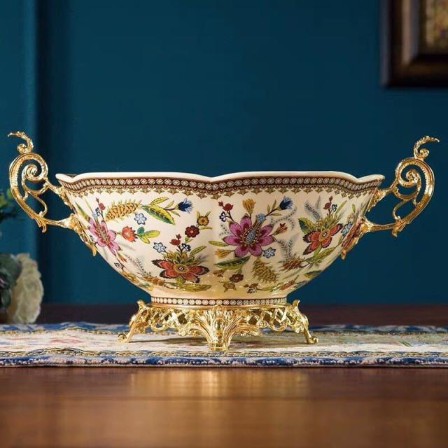 高級果物皿 盛り皿 お菓子皿、フルーツプレート、花柄豪華〜果物カゴ お菓子鉢