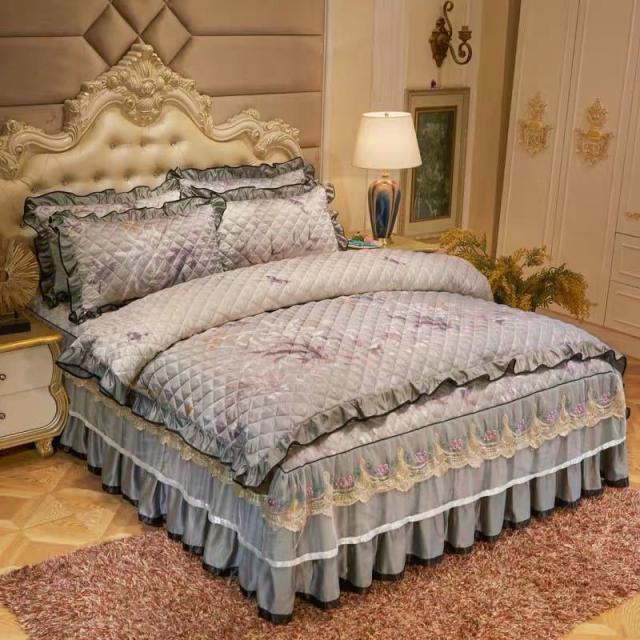 高級感ベッド用品4点セット掛け布団カバー 枕カバー ベッドパッド ワイドダブルサイズ