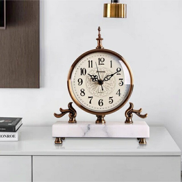 復古置時計 高級置物 美しい 静音置時計 大理石 高級置き時計 