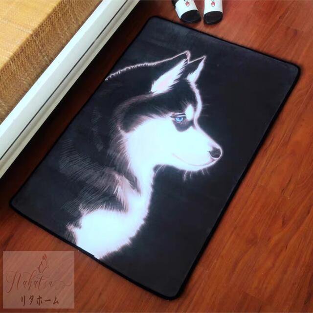 ラグマット リビングマット 玄関マット お風呂マット ハスキー 犬柄雑貨