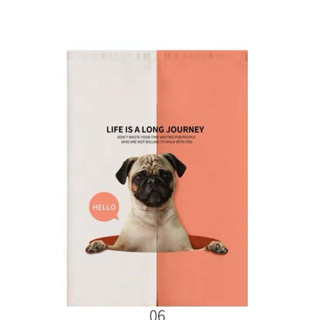 のれん ロング 暖簾 85×120 犬柄 イヌ かわいい 間仕切り 洋風 ．パグ雑貨 PUG