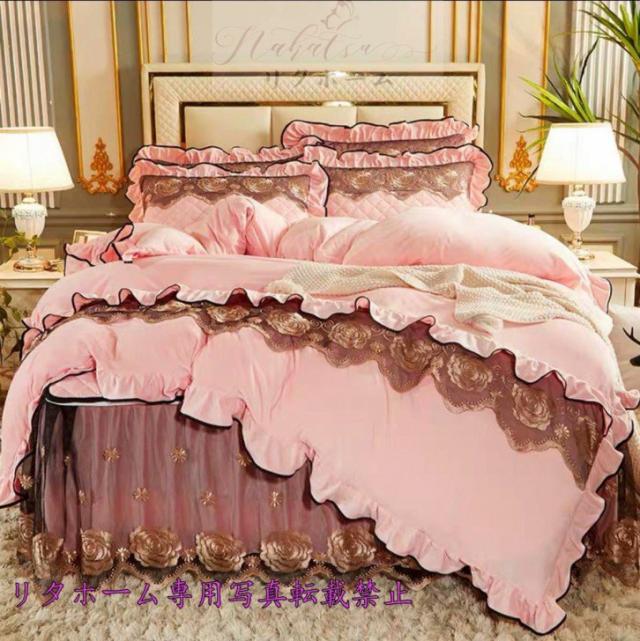 高品質 高級ワイドダブル ベッド用品4点セット 寝具 ボックスシーツ．枕カバー掛け布団カバー ベッドカバー