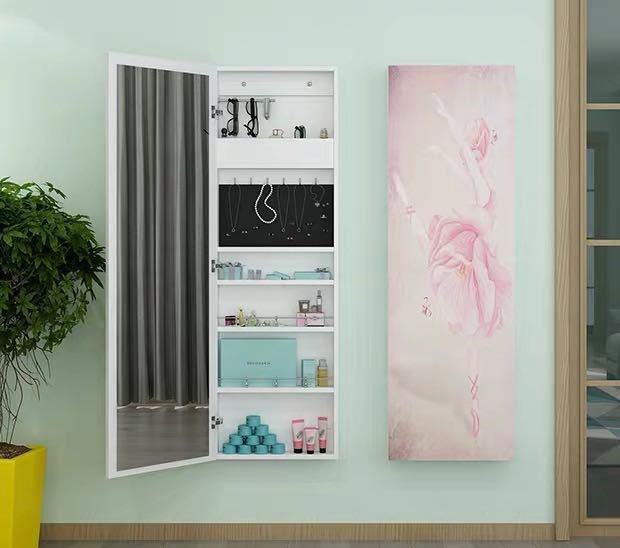 収納棚 スタンドミラー 全身鏡 ミラー付きラック ．収納ラック ジュエリー収納ミラーの通販は