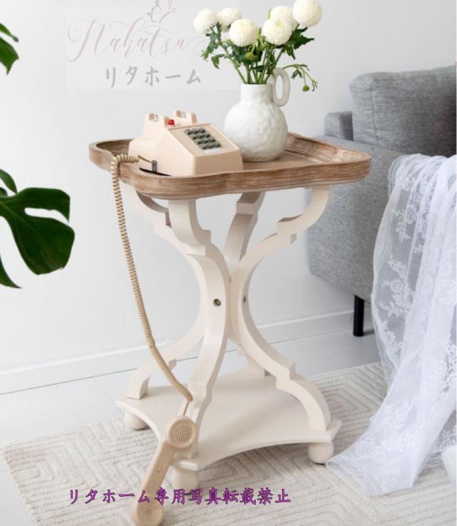 サイドテーブル コンソールテーブル 玄関テーブル 花台 電話台 アンティーク調デザイン 幅48cmの通販は 37,895円