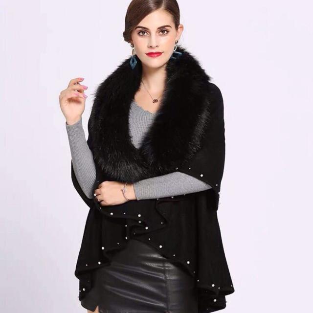 毛皮風ミンクケープ ．ファーショール ファーストール ポンチョ