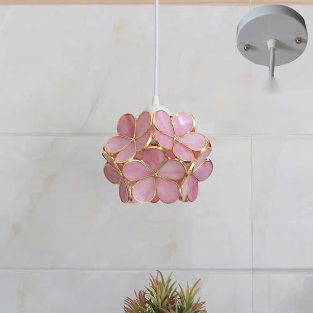 ステンドグラス．ペンダントライト豪華天井照明ステンドグラスランプ ガラス工芸品. 電源直結タイプ