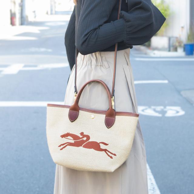 ロンシャン バッグ レディース トートバッグ ブラウン LE PANIER PLIAGE 10144-HZB-035 LONGCHAMP 母の日　土日祝も毎日発送します