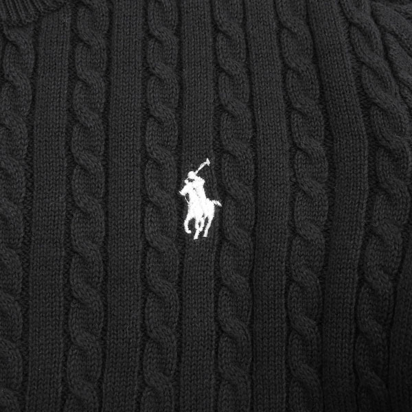 ポロラルフローレン ケーブルニットカーディガン レディース ガールズ M コットン ブラック CORE REPLEN 313543047005MBK POLO RALPH LAUREN ポロラルフローレン ケーブルニットカーディガン レディース ガールズ