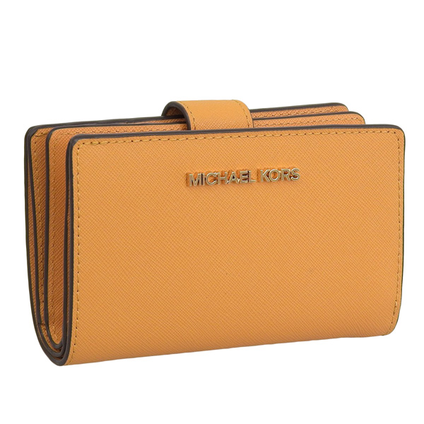 マイケルコース 財布 レディース 二つ折り財布 アウトレット レザー オレンジ ジェット セット トラベル レザー ビルフォールド ジップ ウォレット MD BIFLD ZP CN WLLET 35F7GTVF2L-CIDER MICHAEL KORS 母の日　土日祝も毎日発送します