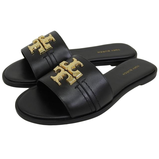 トリーバーチ 靴 レディース サンダル アウトレット 6〜8 レザー ブラック EVERLY SLIDE 60245-0046 TORY BURCH