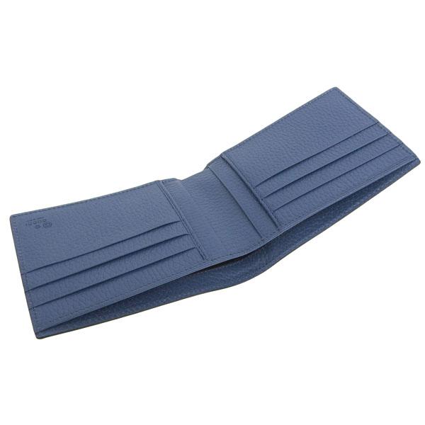 グッチ GUCCI 二つ折り財布 財布 札入れ レザー ブラック×ブルー  