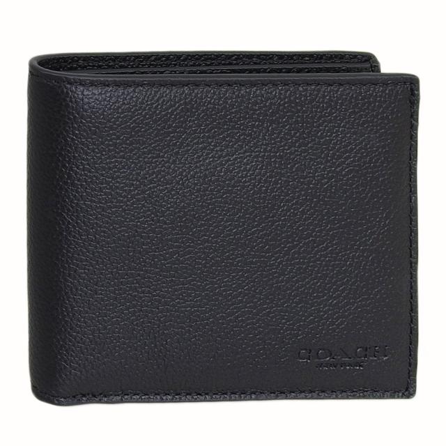 コーチ 財布 メンズ 二つ折り財布 アウトレット 札入れ 小銭入れなし レザー ブラック ID BILL SPT CAL 67630QBBK COACH