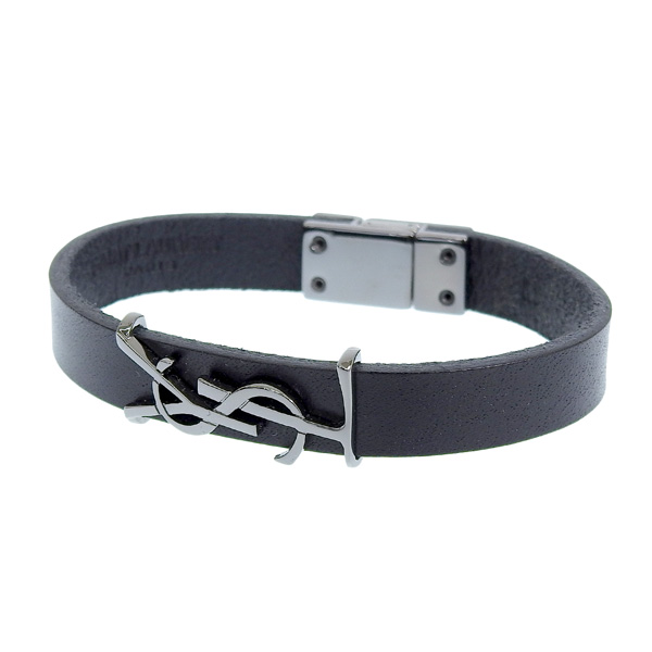 サンローラン アクセサリー メンズ レディース ブレスレット L 約18cm レザー ブラック 7088150IH0R1000L SAINT LAURENT 母の日　土日祝も毎日発送します