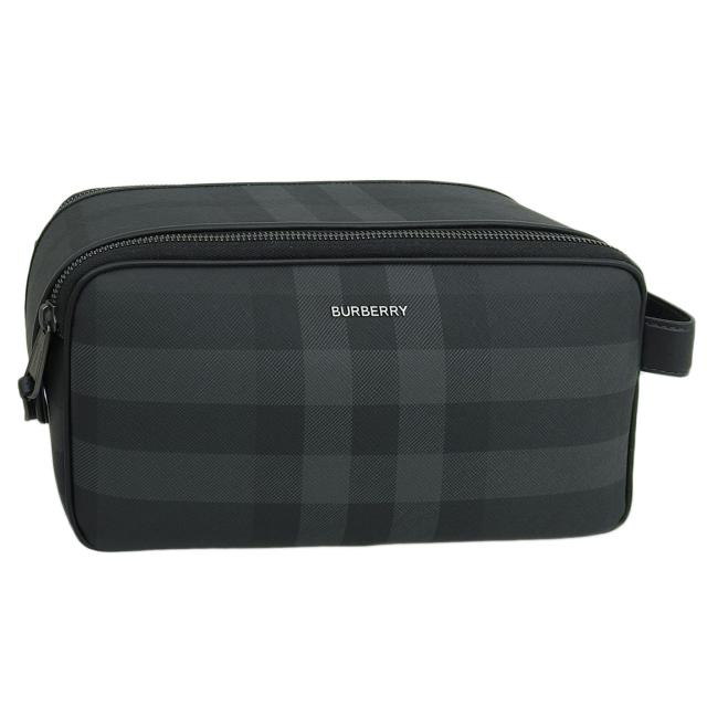 バーバリー バッグ メンズ セカンドバッグ クラッチバッグ トラベルポーチ チャコールグレー MS DOUBLE ZIP WASHBAG BRT 8071854-A1208 BURBERRY