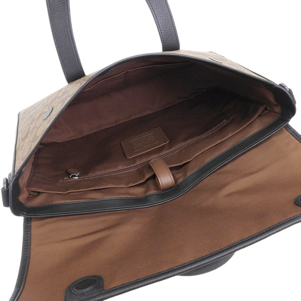 コーチ バッグ メンズ ビジネスバッグ ショルダーバッグ アウトレット カーキ×ブラック サリバン ポートフォリオ ブリーフ シグネチャー キャンバス SULLIVAN BRIEF SIG C9873QBT4U COACH A4対応 コーチ バッグ メンズ ビジネスバッグ ショルダーバッグ アウトレット