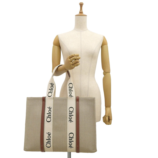 クロエ バッグ レディース トートバッグ ホワイト×ブラウン LARGE TOTE