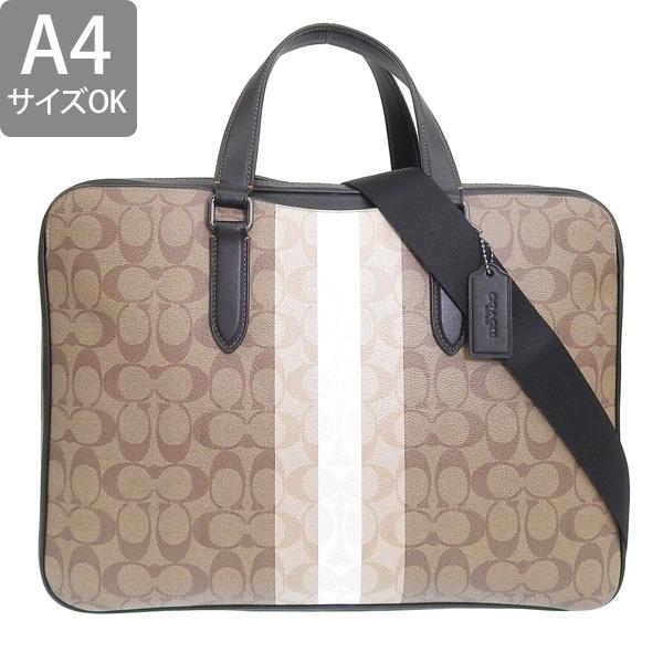 コーチ バッグ メンズ 2WAY ビジネスバッグ ショルダーバッグ アウトレット カーキ ブロックド シグネチャー グラハム スリム ブリーフ GRHM SLM BRF SIG STR CQ036QBE7V COACH A4対応 コーチ バッグ メンズ 2WAY ビジネスバッグ ショルダーバッグ