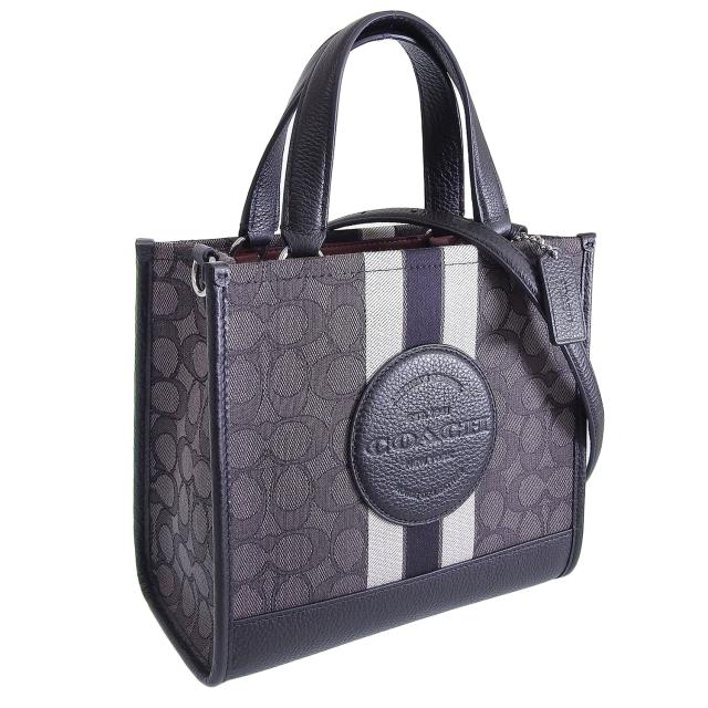 コーチ バッグ レディース 2WAY ショルダーバッグ トートバッグ アウトレット レザー ブラックマルチ デンプシー シグネチャー ジャカード ストライプ DEMPSEY TOTE 22 CQ878SVRT6 COACHの通販は