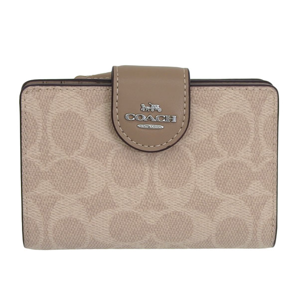 コーチ 財布 レディース 二つ折り財布 アウトレット ライトカーキ