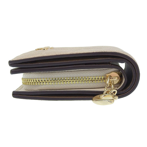 コーチ 財布 レディース 二つ折り財布 アウトレット サンド×チョーク スナップウォレット シグネチャー キャンバス SNAP WLT SIG CNVS CW789IMXDM COACH コーチ 財布 レディース 二つ折り財布 アウトレット サンド×チョーク