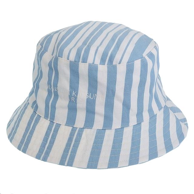 メゾンキツネ 帽子 メンズ レディース バケットハット ブルー×ホワイト IU06172WW2002S422 MAISON KITSUNE
