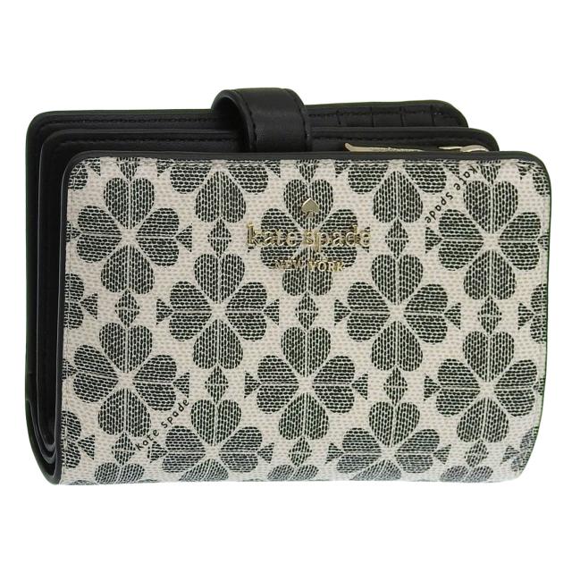 ケイトスペード 財布 レディース 二つ折り財布 アウトレット ブラック スペードフラワー コーテッドキャンバス ミディアムコンパクトバイフォールドウォレット SPADE FLOWER KG488-001 KATE SPADE