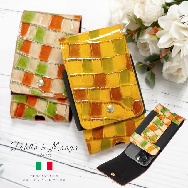 RINRE スマホショルダー バッグ レディース RINRE ステンドグラスレザー スマホポーチ スマホケース スマホカバー ミニショルダー ショルダー リンレ 薄い ブランド カード  フルッタ・ラ・マンゴー  三つ折り　二つ折り　便利　金運開運