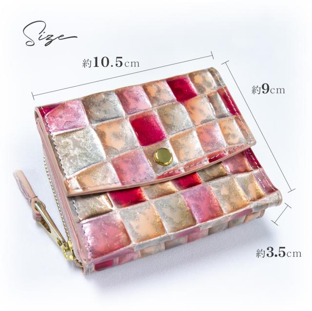 財布 ミニ財布 三つ折り財布 可愛い レディース ステンドグラス 三