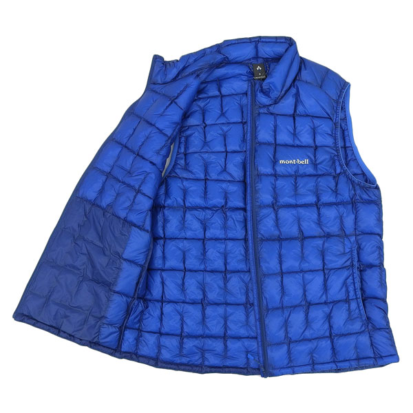 モンベル プラズマ1000 ダウン ベスト L ブルー スタッフバッグなし