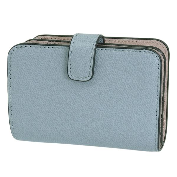 フルラ 財布 レディース 二つ折り財布 レザー ブルー×ベージュ