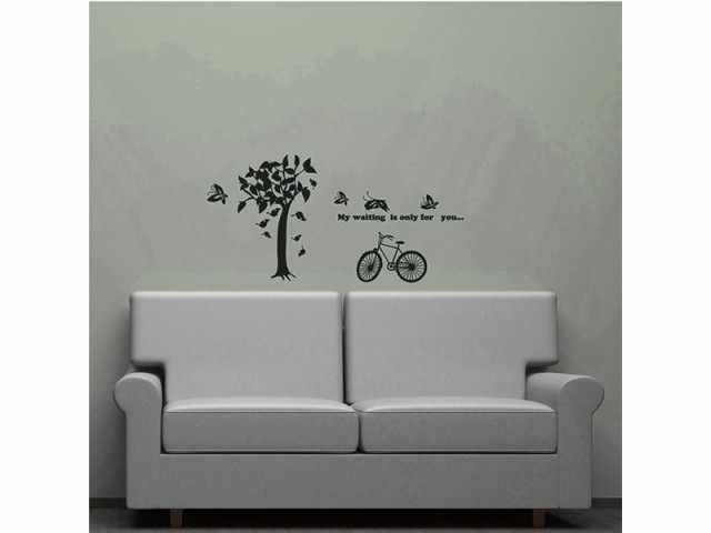 Smart Design オシャレな壁紙シール 木と自転車 ノリ跡が残らない 壁飾りウォールステッカー ブラック 送料込の通販はau Pay マーケット Piii