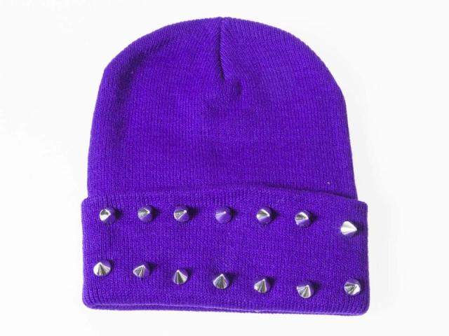 冬 ファッション ロックパンク風飾りカシメ リベット付き 防寒 ニット帽 ニットキャップ 男女兼用 パープル 新品 送料込み の通販はau Pay マーケット Titosoy