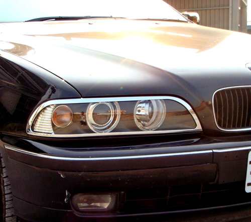 BMW 5シリーズ E39用 1996-2003 クロームメッキ フロントランプリム ヘッドライト トリム ヘッドランプリム ベゼルカバー  送料込｜au PAY マーケット