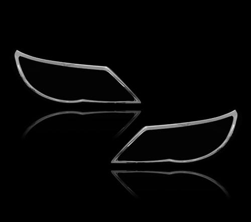 VW ティグアン用 2007+ クロームメッキフロントランプリムヘッドライト トリムヘッドランプリム ベゼルカバー 送料込の通販は