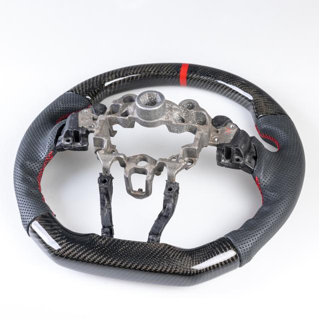 マツダ用 Mazda2 3 CX-3 CX-5用 2017-2021 D型用 スポーツ ステアリング ホイール ハンドル カーボンx本革パンチングレザーx赤い輪デザインの通販は
