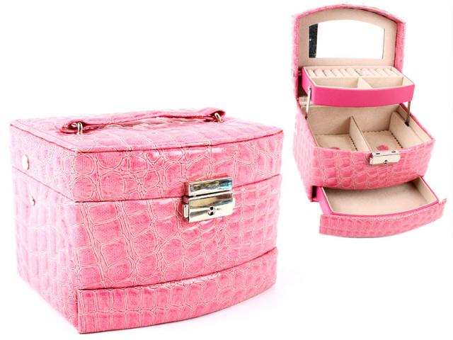ワニ革風 アクセサリー 収納ケース ジュエリーボックス 3段 ピンク アクセサリー収納の通販はau Pay マーケット Titosoy